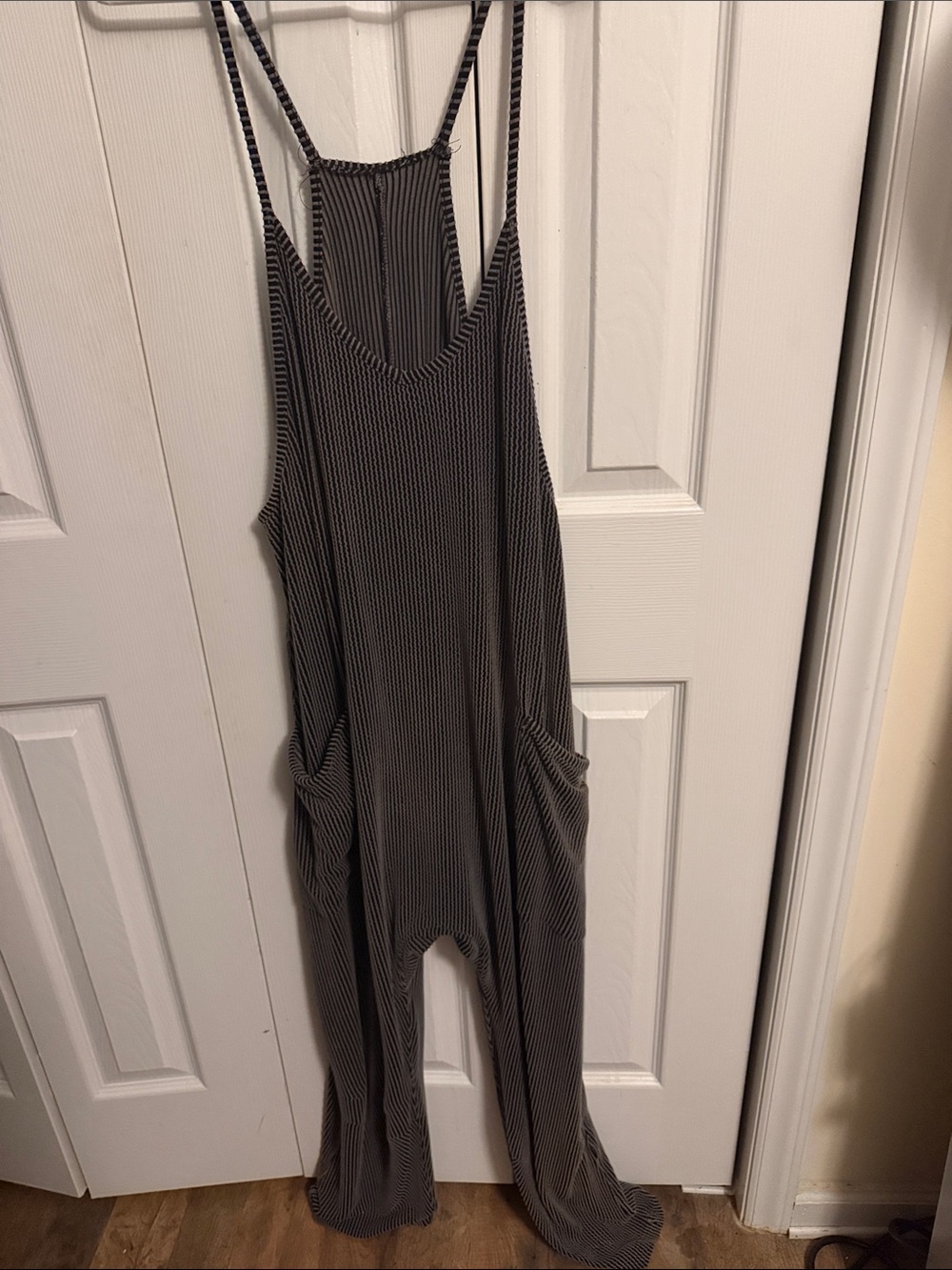 Striped Black & White Wide-Leg Jumpsuit